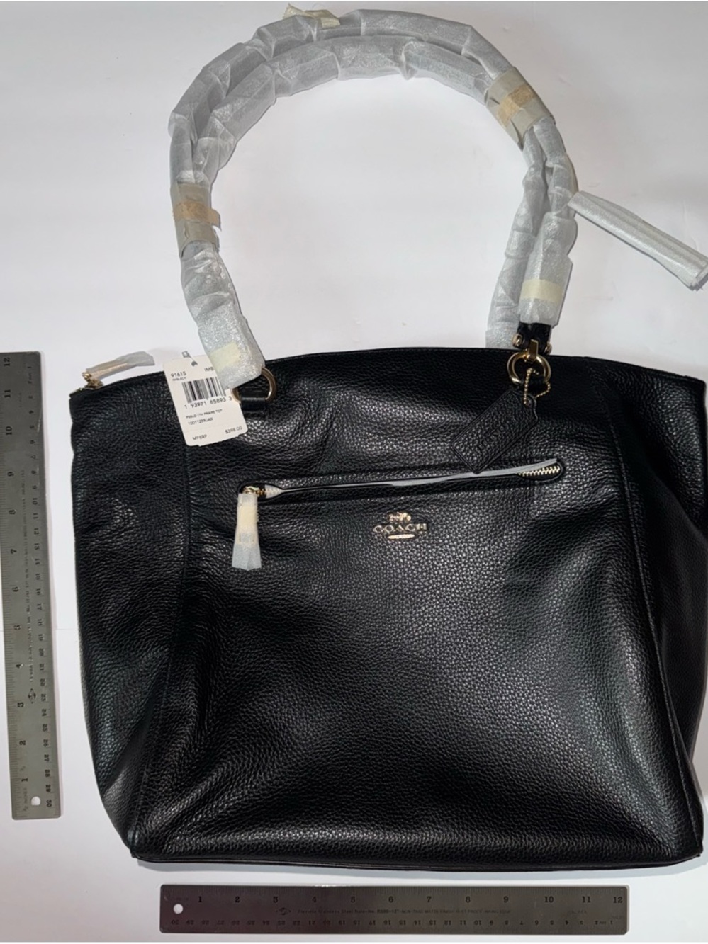 New Coach Pebbled Leather Tote Bag in Black